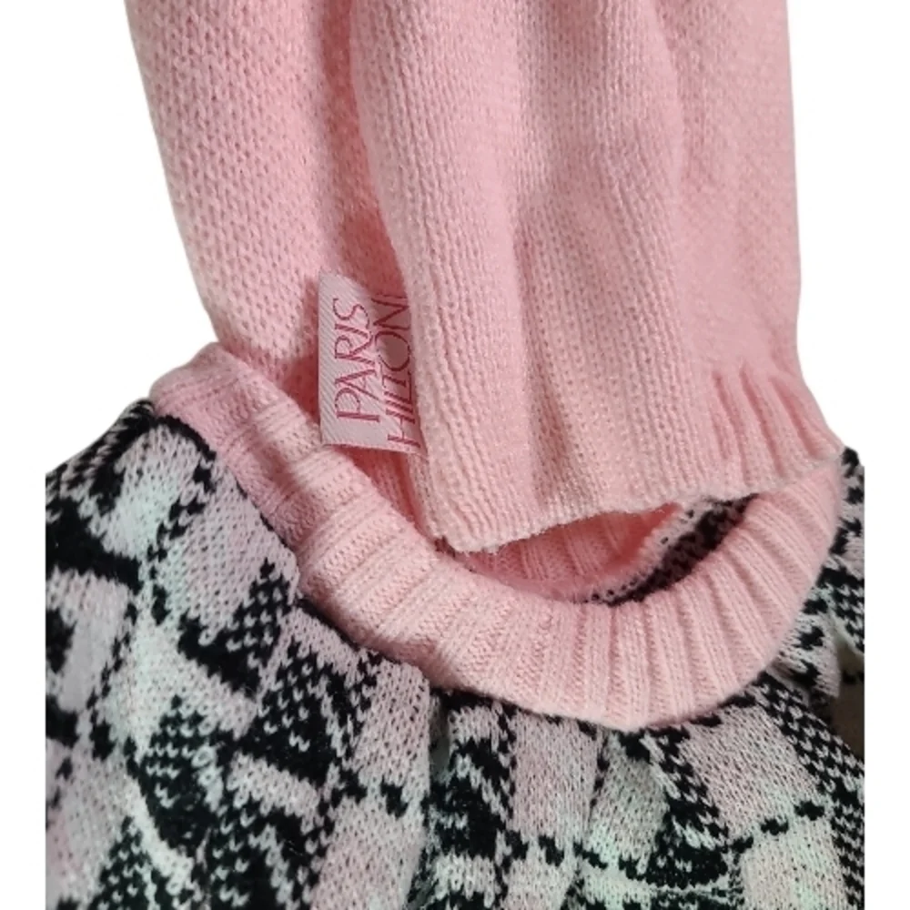 Paris Hilton Pink Dog Sweater with Black and White Skirt XS